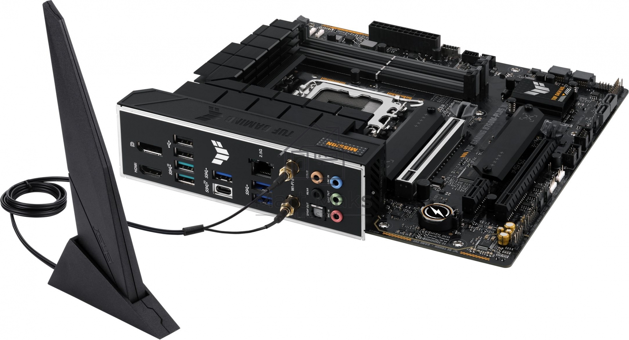 Материнская плата ASUS TUF GAMING B760M-PLUS WIFI, LGA 1700, Intel B760, 4xDDR5, 4xSATA, 2xM.2, 1xPCI-E 5.0 x16, 1xPCI-E 4.0 x4, 3xUSB-A 3.2 Gen 1, 2xUSB-A 3.2 Gen 2, 2xUSB 2.0, 1xUSB-C 3.2 Gen 2x2, 1x2.5Gb LAN, 5x3.5 мм, 7.1, Wi-Fi 6, Bluetooth 5.2, Micr