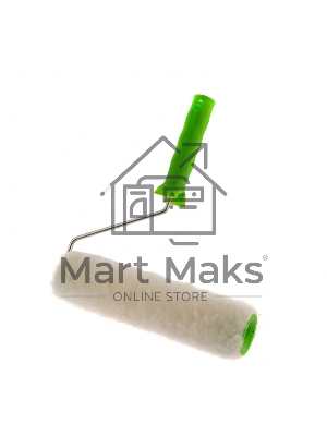 Валик с натуральным мехом, с ручкой, 250 мм, ворс 12 мм, D 48 мм, D ручки - 6 мм, Сибртех