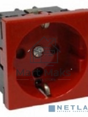 Розетка 1-м Праймер 2мод. 45х45 РКС-20-32-П-К с заземл. красн. ИЭК CKK-40D-RSZK2-K04-K