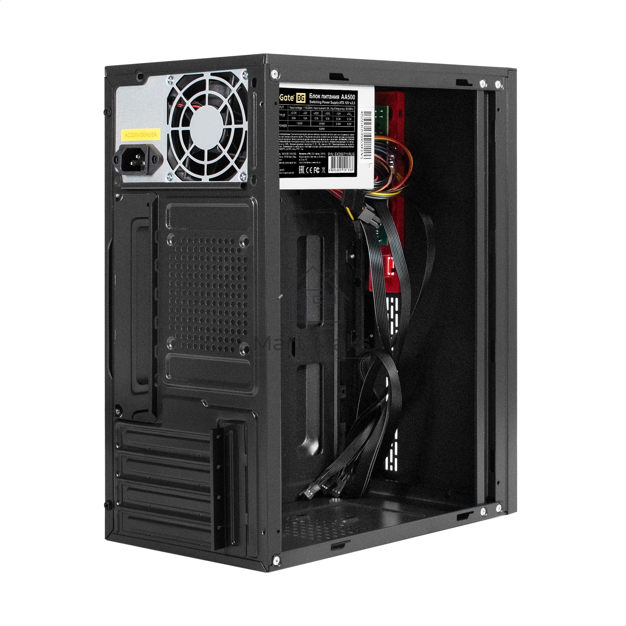 Компьютерный корпус Minitower ExeGate BAA-403-AA500 (mATX, БП AA500 с вент. 8см, 2*USB, HD Audio, черный)