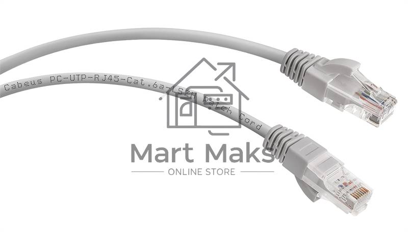 Шнур коммутационный Cabeus, cat.6a, неэкр., U/UTP, RJ45/RJ45, LSZH, AWG24, 5м, серый