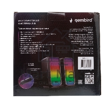 Акустическая система 2.0 Gembird SPK-300, 10Вт, пластик, рег.громкости, RGB подсветка, черный