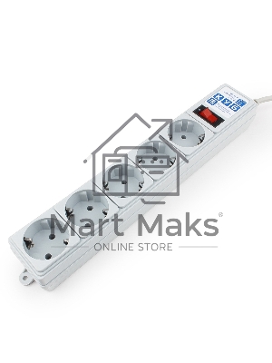 Фильтр-удлинитель Power Cube B 5,0 м 5 розеток (серый) 10А/2,2кВт