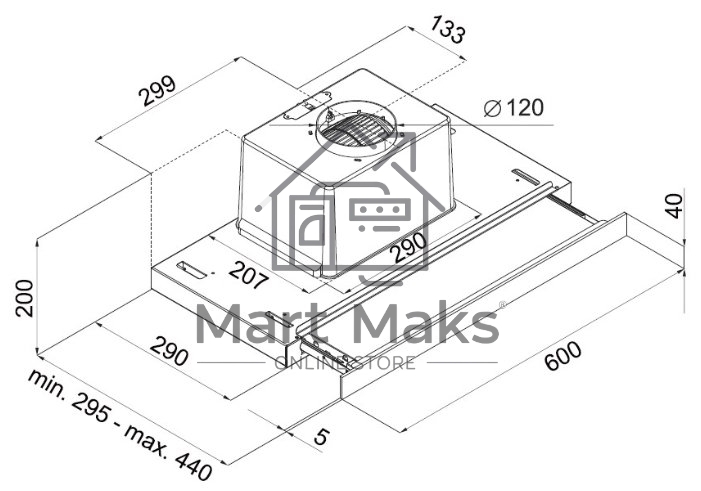 Вытяжка встраиваемая Maunfeld Ouse Touch Glass 60 черный, 60 см, 750 куб. м/ч, 48 дБ