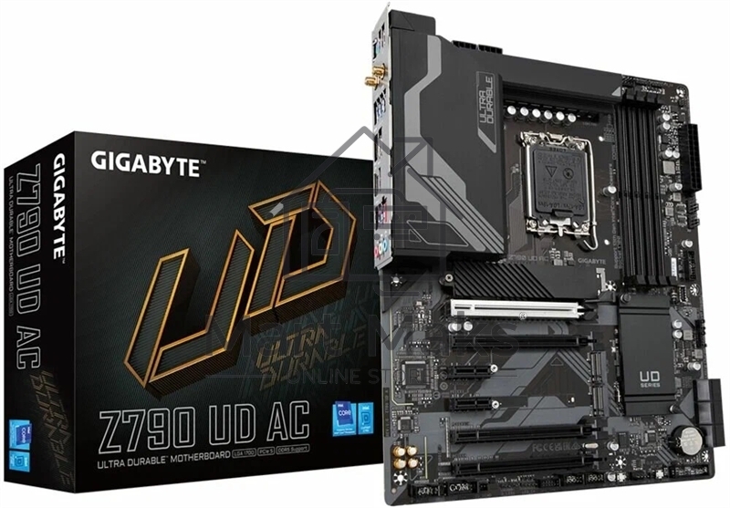 Материнская плата Gigabyte Z790 UD AX (1.2), LGA 1700, Intel Z790, 4xDDR5, 6xSATA, 3xM.2, 1xPCIe 5.0 x16, 1xPCIe 4.0 x4, 1xPCIe 3.0 x1, 1xHDMI, 1xDP, 1x 2.5Gb LAN, 4xUSB-A 2.0, 4xUSB-A 3.2 Gen 1, 1xUSB-A 3.2 Gen 2, 1xUSB-C 3.2 Gen 2x2, 7.1, ATX