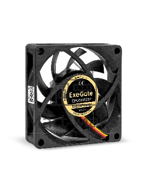 Вентилятор для корпуса ExeGate ExtraPower EP07015S3P черный, 70 мм, 3000 об/мин, 27 дБ, 3 pin