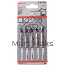 Набор пилок по дереву Bosch T101BR HCS 5пред. (лобзики)