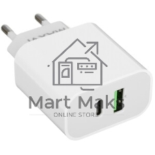 Сетевое зарядное устройство Maxvi CHL-601PD 18W, 3A, QC 3.0, PD 3.0, 1xUSB-C, белый