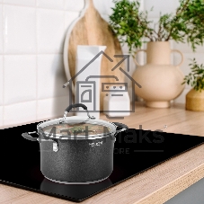 Кастрюля Rondell Stern RDS-010, 3.9л, 20см, с крышкой, серый