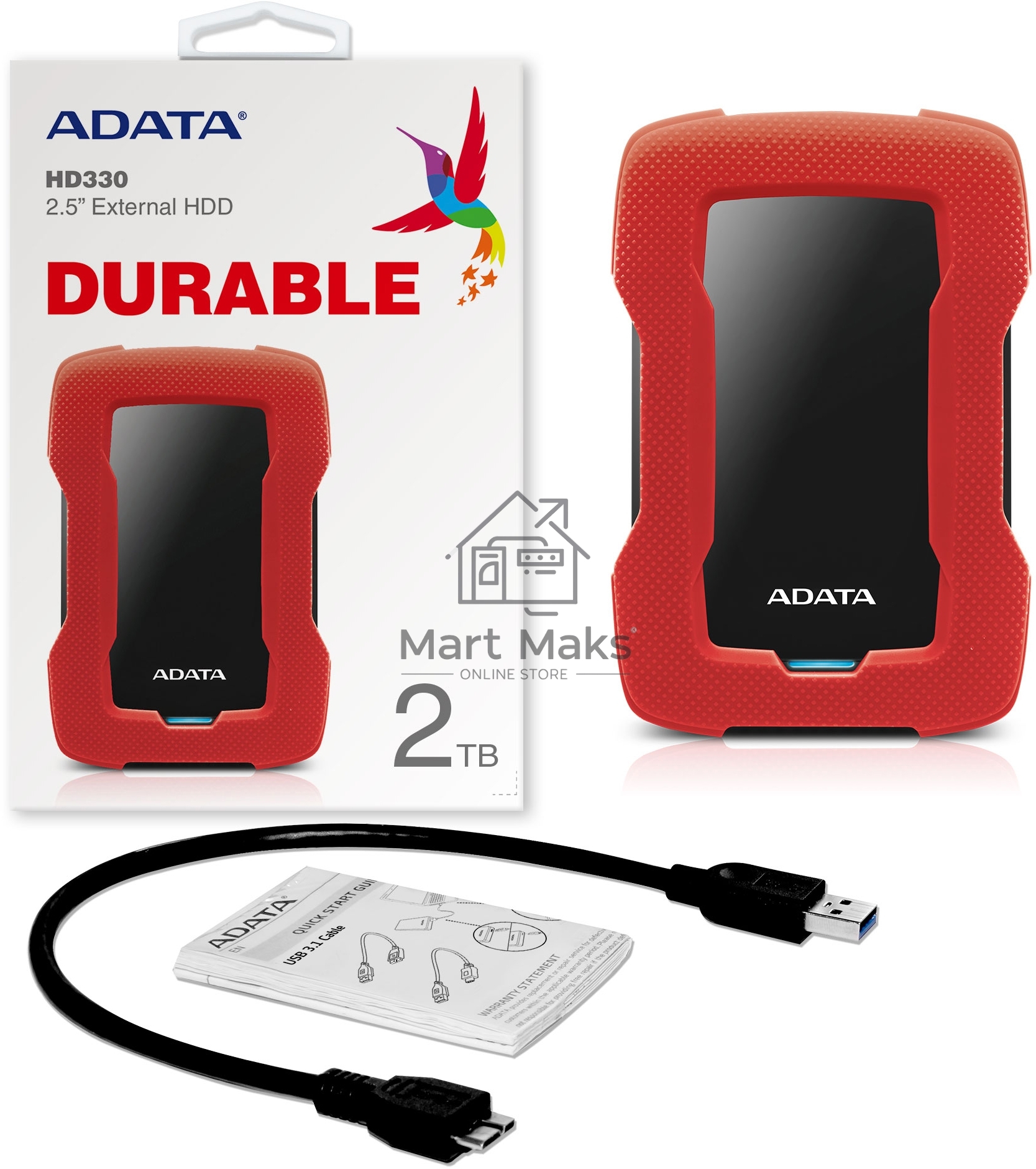 Внешний жесткий диск ADATA 2TB ADATA HD330, 2,5