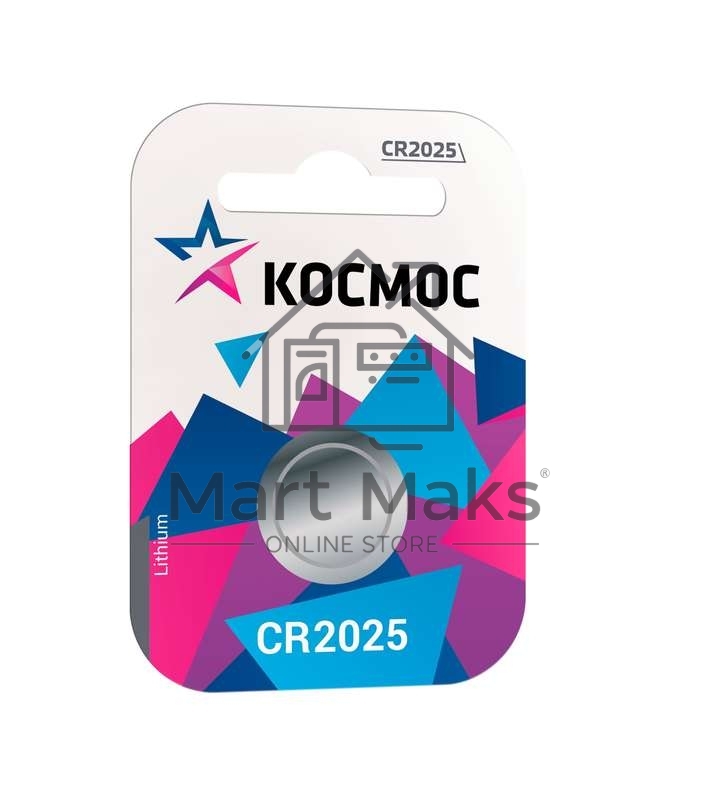 Элемент питания литиевый CR 2025 1хBL (блист.1шт) Космос KOC20251BL