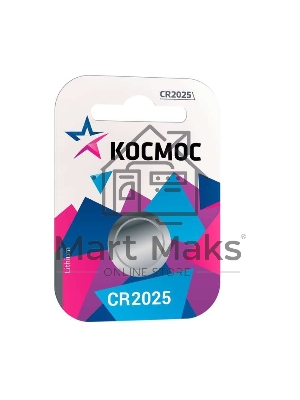 Элемент питания литиевый CR 2025 1хBL (блист.1шт) Космос KOC20251BL