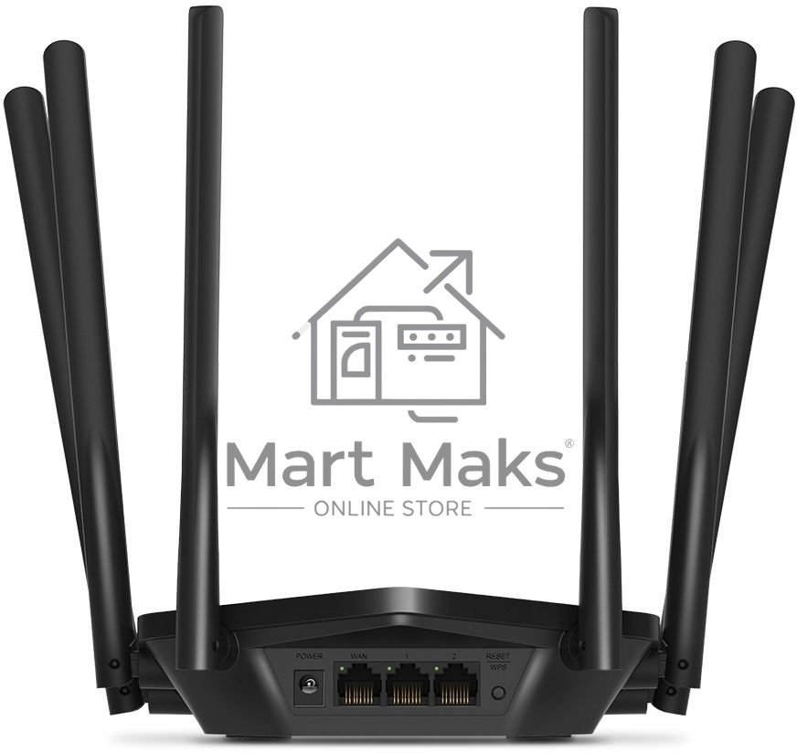 Роутер Mercusys AC1900 Wireless AC Gigabit Router, 600 Mbps at 2.4 GHz + 1300 Mbps at 5 GHz, 6×5dBi Fixed External Antennas with Beamforming, 2× G LAN Ports, 1× G WAN Port, Access Point Mode, 3X3 MU-MIMO, Parental Controls, Guest Network, Smart Connect