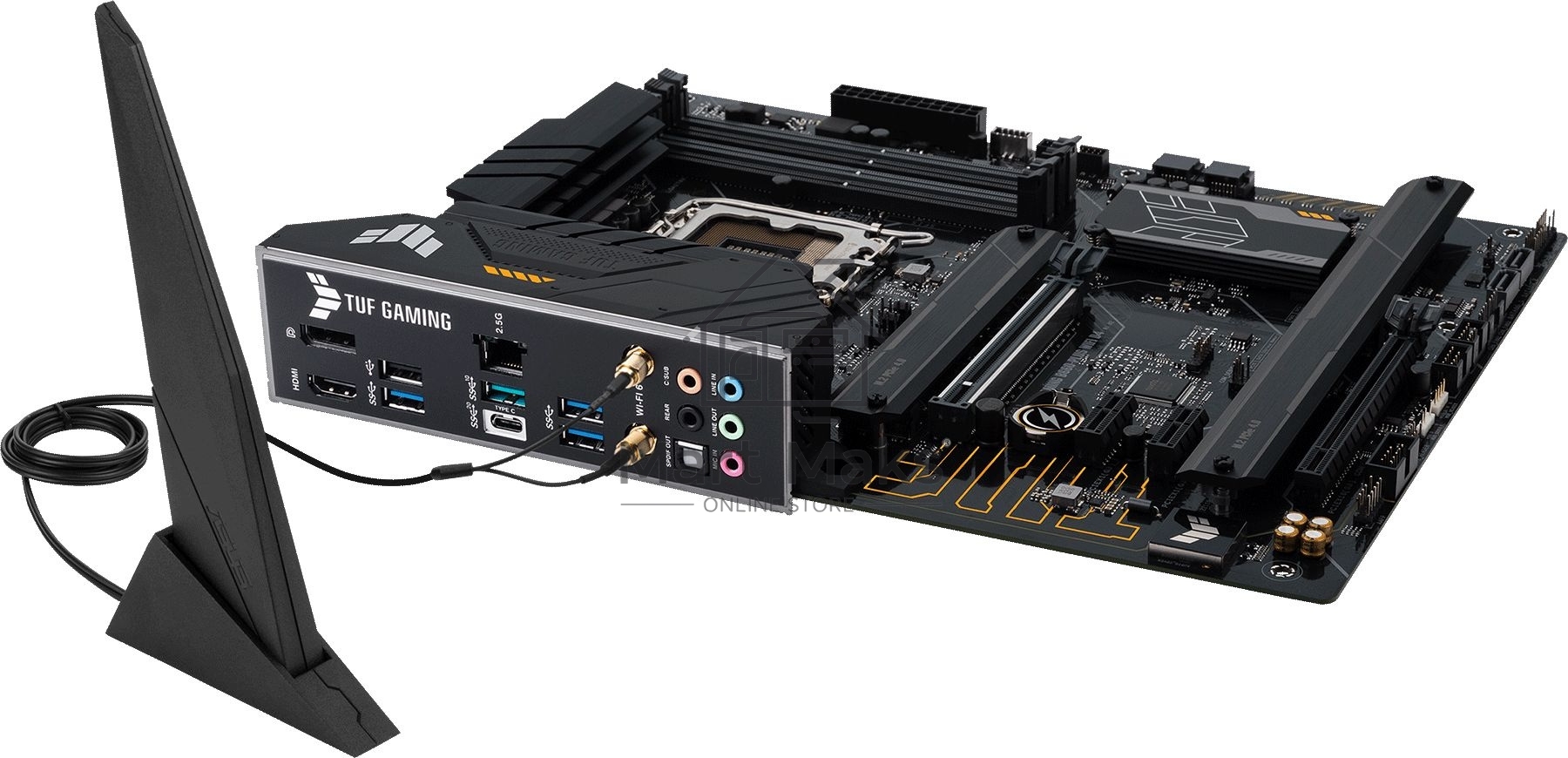 Материнская плата ASUS TUF GAMING B660-PLUS WIFI D4, LGA 1700, Intel B660, 4xDDR4, 4xSATA, 3xM.2, 1xPCI-E 5.0 x16, 1xPCI-E 3.0 x16 (x4), 1xHDMI, 1xDP, 1x 1Gb LAN, 3xUSB-A 3.2 Gen 1, 1xUSB-A 3.2 Gen 2, 2xUSB-A 2.0, 1xUSB-C 3.2 Gen 2x2, 3x3.5 мм, 7.1, ATX