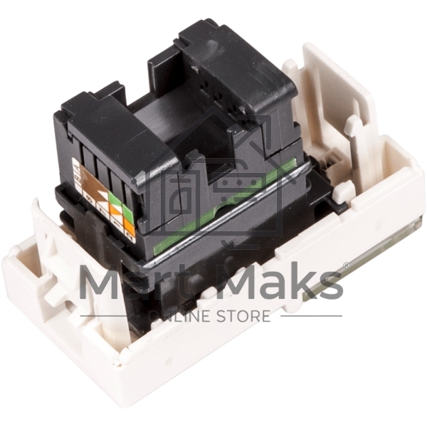 Вставка Mosaic 22.5x45, RJ-45 UTP, кат.6, со шторкой и увеличенным окном маркировки, белая