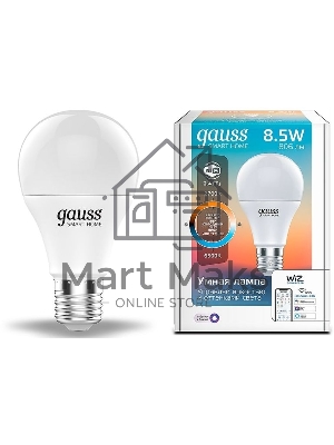 Лампа Светодиодная Gauss Smart Home DIM+CCT E27 A60 8.5 Вт 1/10/100