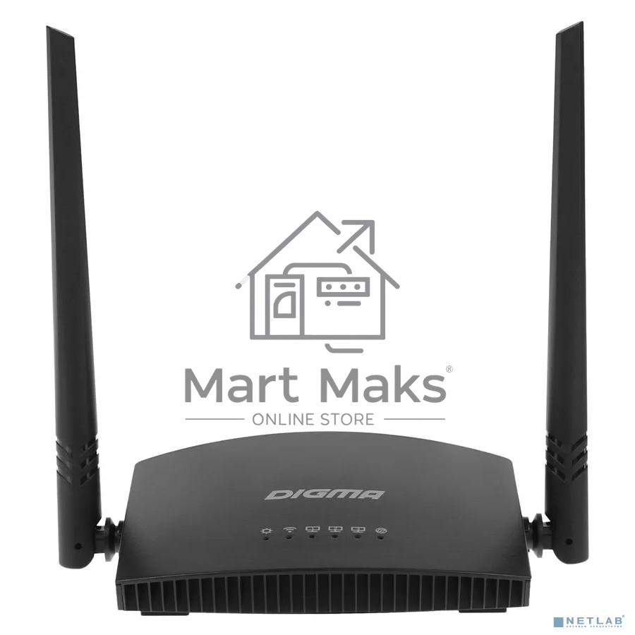 Роутер беспроводной Digma DWR-N301 N300 10/100BASE-TX черный (упак.:1шт)