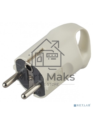 Вилка V3 16А с заземл. с кольцом непрямой ввод (10/200/6000) бел. ЭРА Б0019186