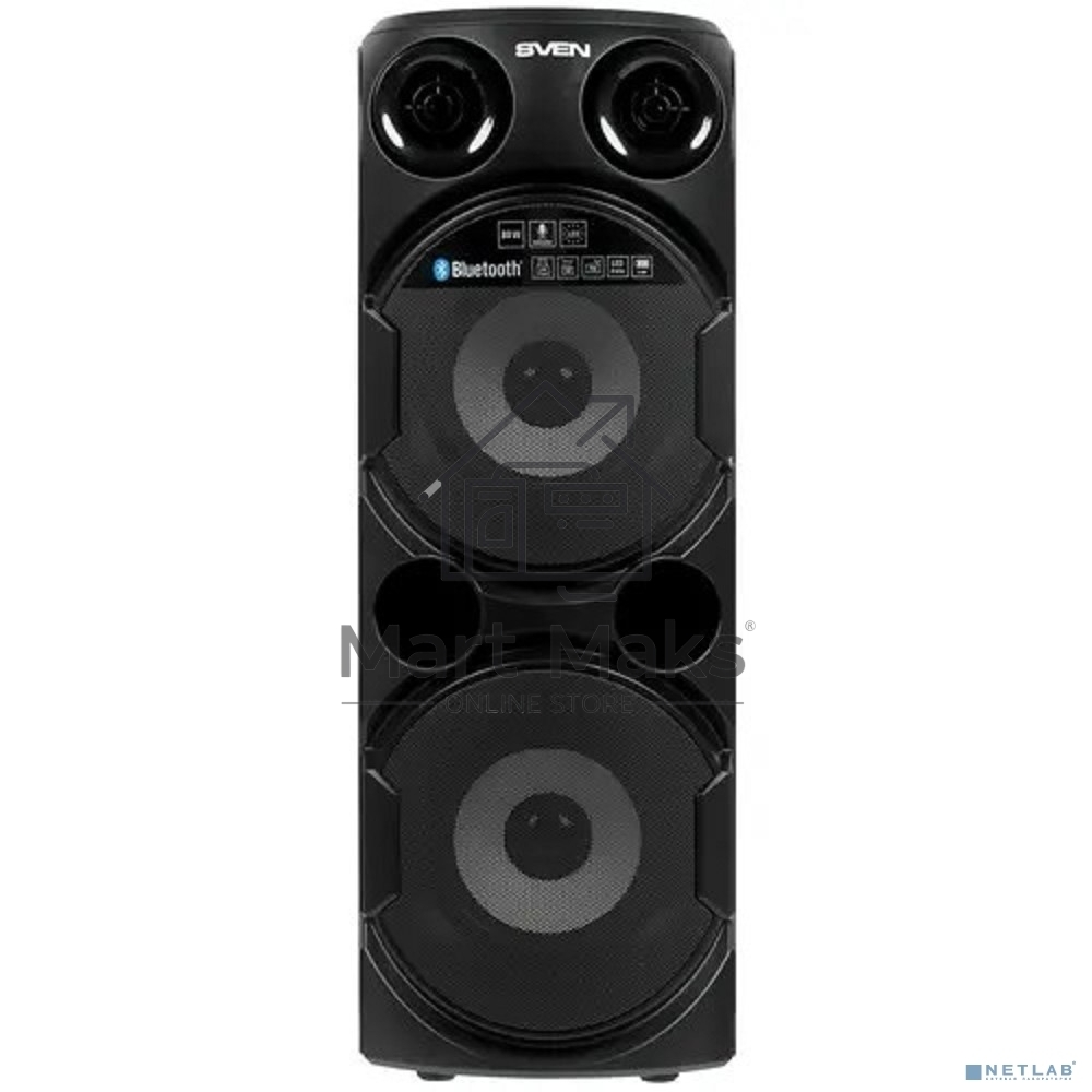 Колонка АС Sven PS-750, черный (80 Вт, TWS, Bluetooth, FM, USB, microSD, LED-дисплей, 2х4400мА*ч)
