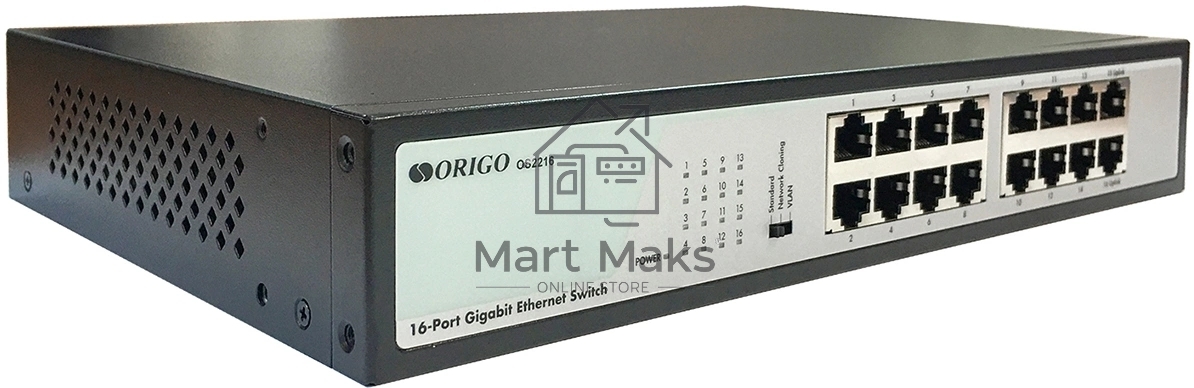 Коммутатор ORIGO Unmanaged Switch, 16x1000Base-T, 19 Rackmount Kit