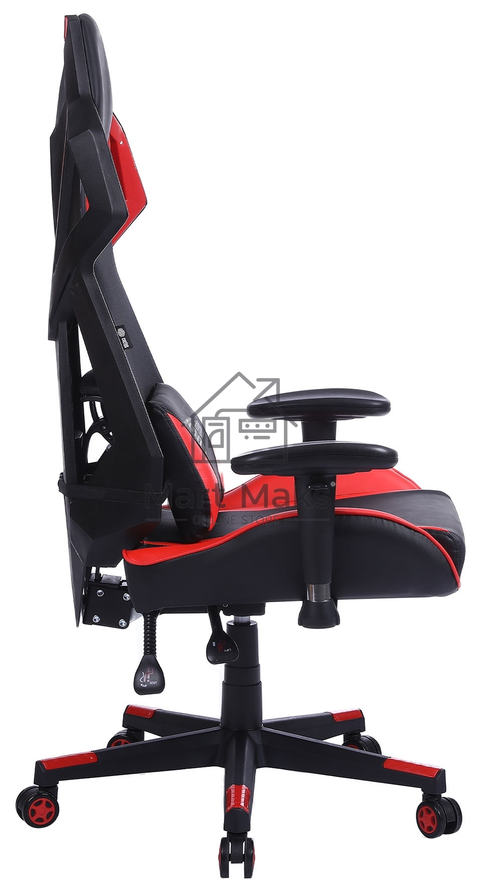 Кресло игровое Cactus CS-CHR-090BLR черный/красный, сиденье черный/красный, эко.кожа/сетка, крестовина пластик, пластик черный