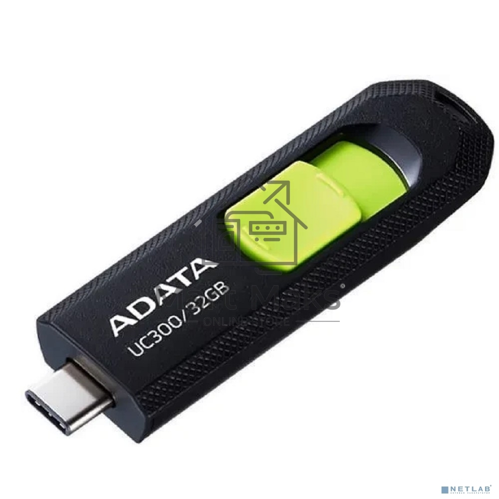 Флешка USB R/W ADATA R/W 32Gb Type-C UC300 ACHO-UC300-32G-RBK/GN USB3.2 черный/зеленый