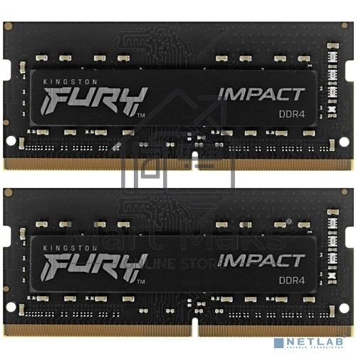 Оперативная память Kingston Fury Impact, DDR4, 32Gb (2x16Gb), 3200MHz, CL20, SO-DIMM