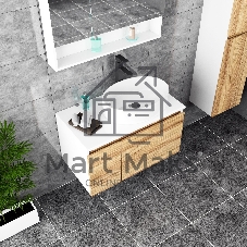 Тумба с раковиной и выпуском (Тумба Bau Dream Blackwood 80, умывальник BAU Nimb 50х36, выпуск клик клак, черный)