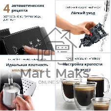 Кофемашина автоматическая DeLonghi ECAM 220.21 B черный, исп. кофе - молотый/зерновой, 1.8 л, 1450 Вт, 15 Бар.