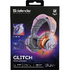 Гарнитура Defender Glitch белый, проводная, подсветка