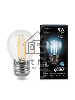 Лампа светодиодная Filament Шар E27 9Вт 4100К Gauss 105802209