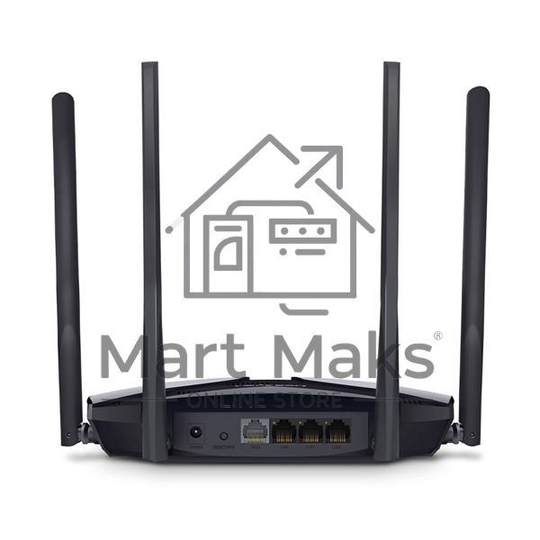 Двухдиапазонный роутер MERCUSYS AX3000 Wi-Fi 6, до 574 Мбит/с на 2,4 ГГц + до 2402 Мбит/с на 5 ГГц,4 фиксированные внешние антенны, 3 гигабитных порта LAN, 1 гигабитный порт WAN