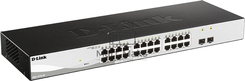 Управляемый L2 коммутатор D-Link DGS-1210-26/FL2A с 24 портами 10/100/1000Base-T и 2 портами 1000Base-X SFP