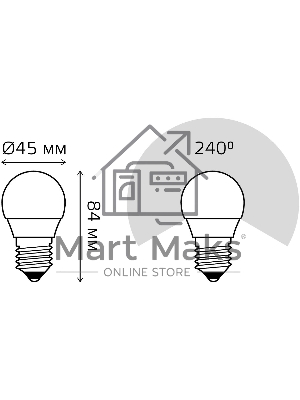 Лампа светодиодная Gauss Elementary 10Вт цок.:E27 шар 220B 3000K св.свеч.белый.теп. (упак.:10шт)