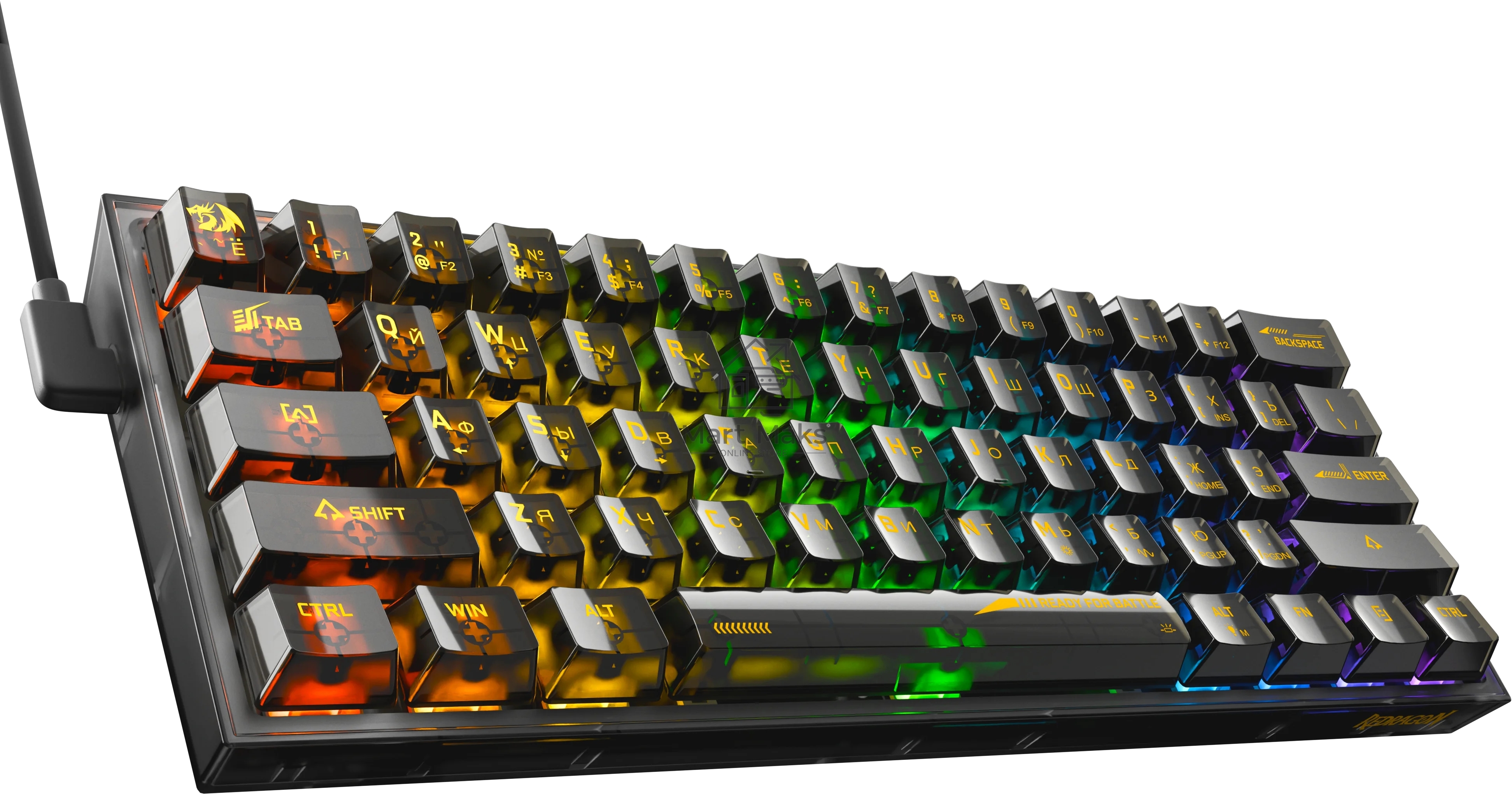 Игровая клавиатура Redragon Fizz прозрачно-черная 71737 (USB, +ICE, 61 кл., RGB подсветка)