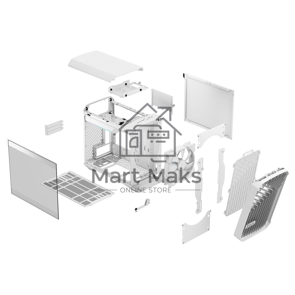 Корпус ПК без блока питания Fractal Design Torrent Nano RGB TG Clear Tint, Mini-Tower, 1x180mm RGB, 2xUSB-A 3.2 + 1xUSB 3.2 Type-C mITX, mDTX White
