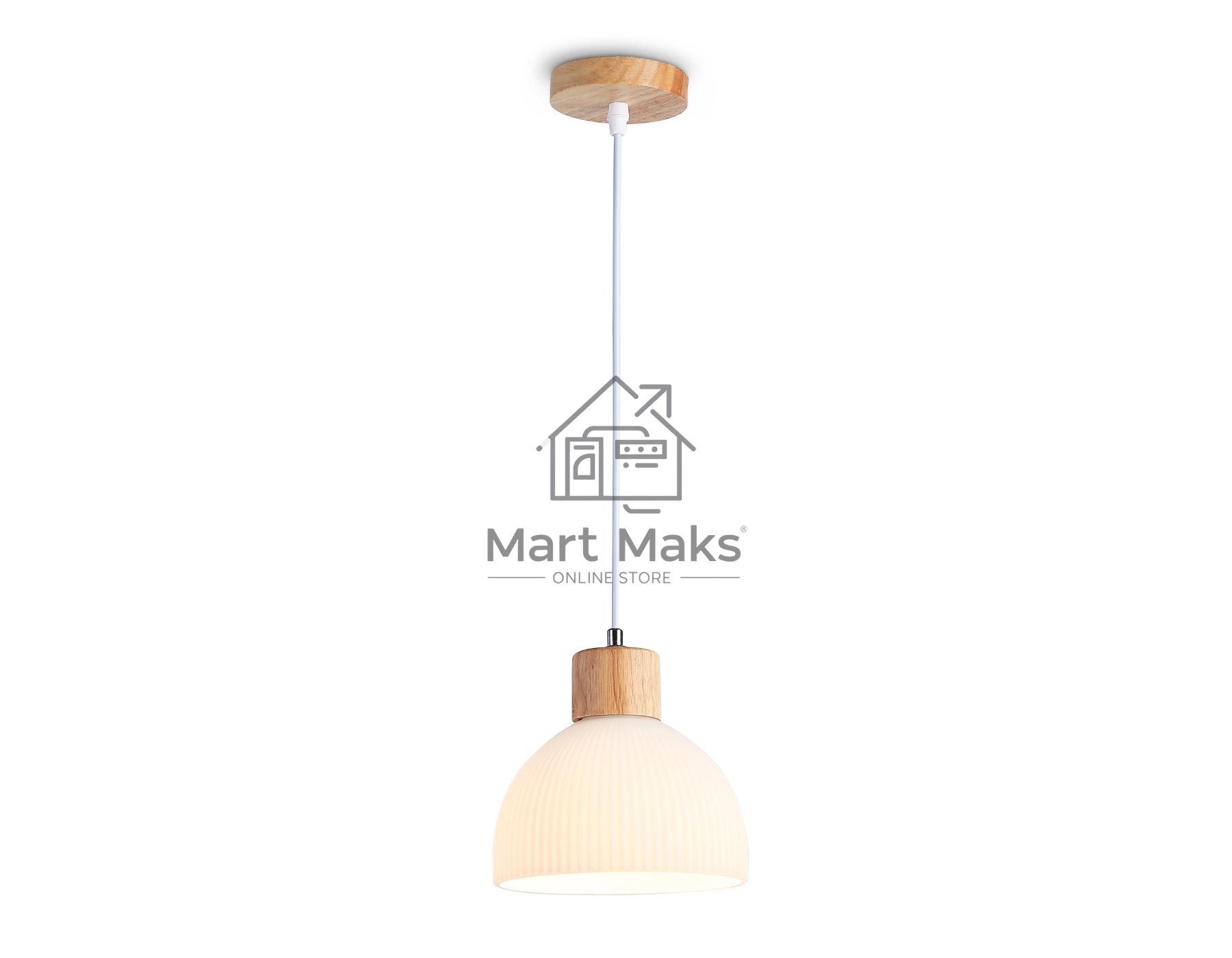 Светильник Ambrella light TR83133 LW/FR светлое дерево/белый матовый E27 max 40W D180*1040