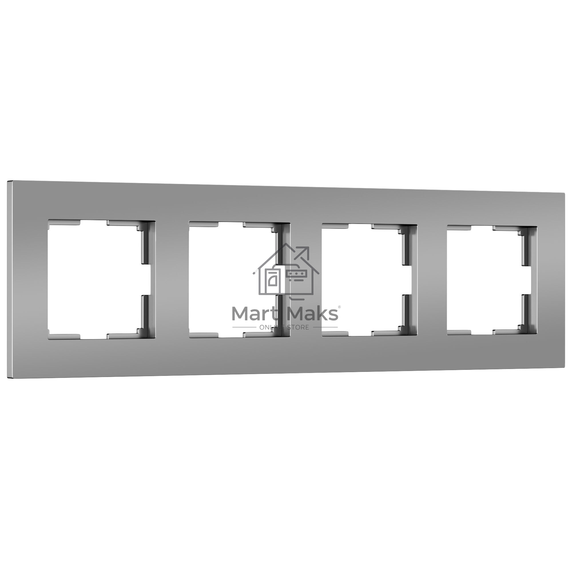 Рамка на 4 поста Slab (серебро софт) W0042965