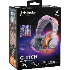 Гарнитура Defender Glitch белый, проводная, подсветка