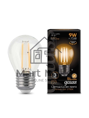 Лампа светодиодная Filament Шар E27 9Вт 2700К Gauss 105802109