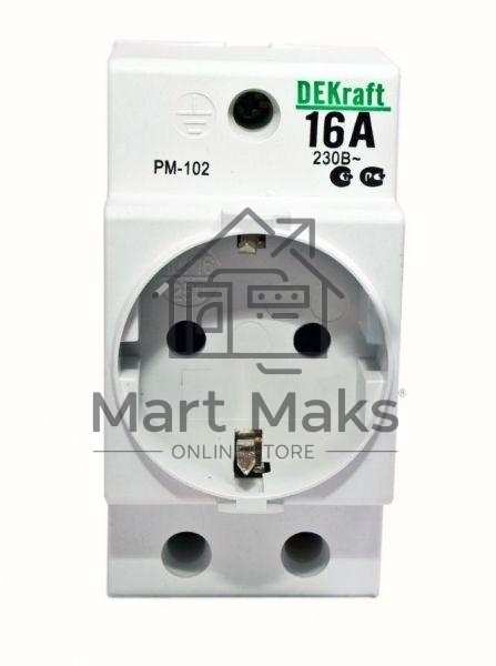 Розетка 16А 220В 2P+PEN на DIN-рейку PM-102 SchE 18012DEK