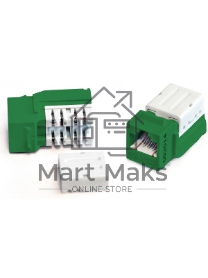 Модуль универсальный Hyperline, keystone, 1хRJ45, Toolless, кат. 5е, неэкр., 1 шт, цвет: зелёный