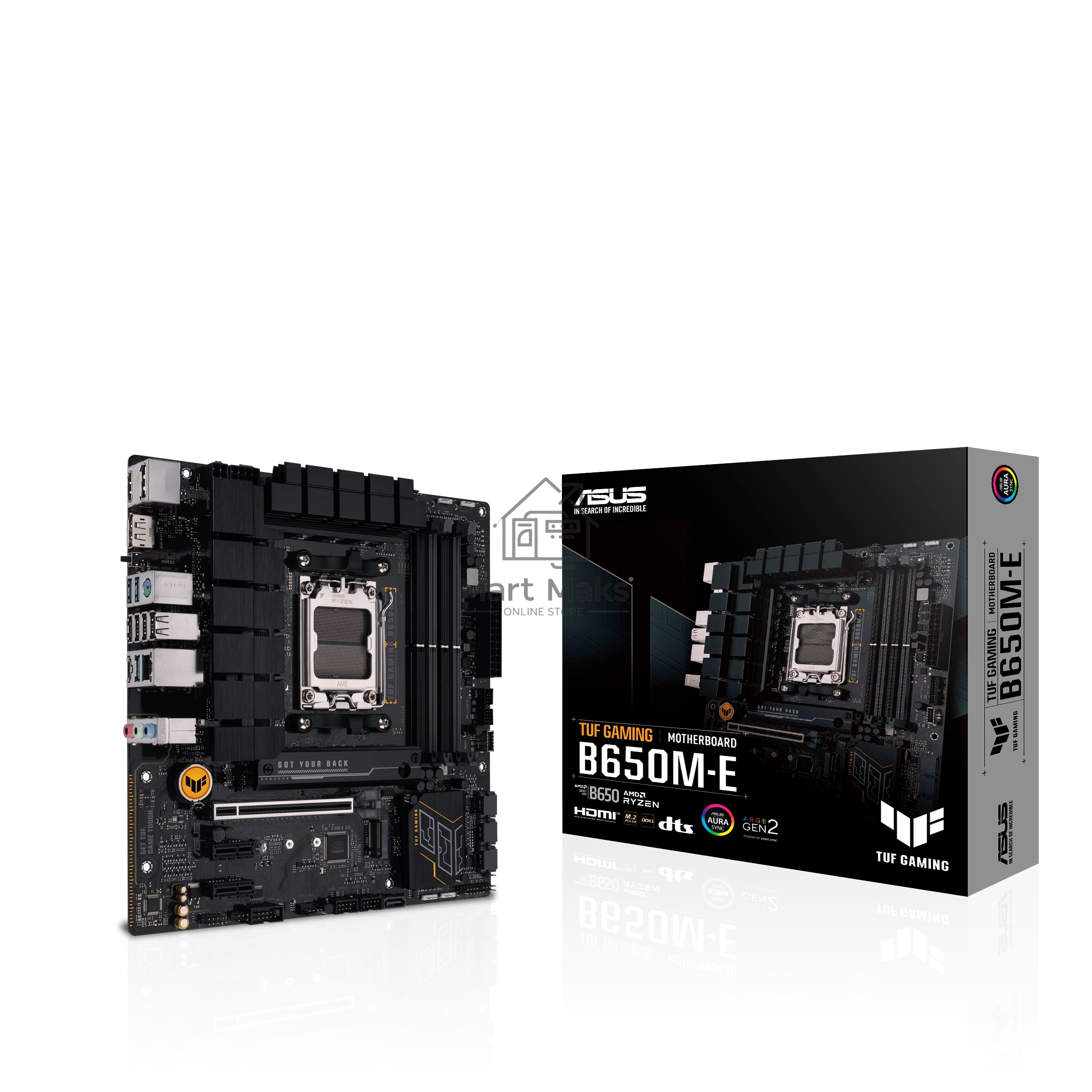 Материнская плата ASUS TUF GAMING B650M-E, AM5, AMD B650, 4xDDR5, 4xSATA, 2xM.2, 1xPCIe 4.0 x16, 2xPCIe x1, 2xDP, 1xHDMI, 1x 2.5Gb LAN, 1xUSB-A 3.2 Gen 2, 2xUSB-A 3.2 Gen 1, 4xUSB 2.0, 1xUSB-C 3.2 Gen 2, 3x3.5 мм, 7.1, mATX