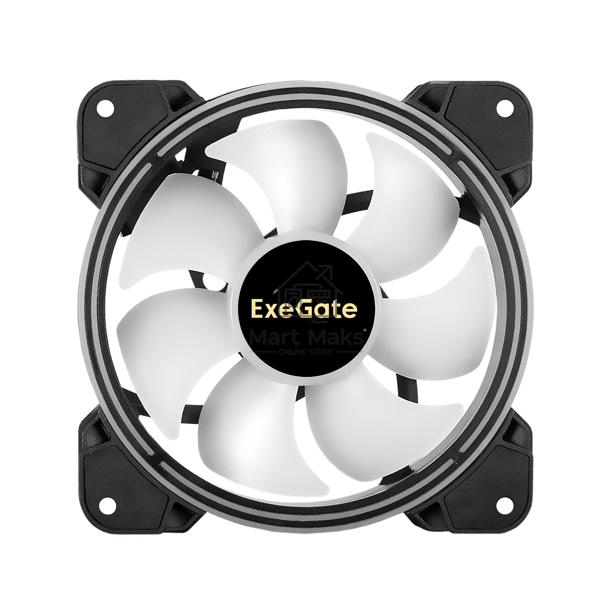 Вентилятор для корпуса ExeGate EX12025HM3PM.FRGB.7O5CSU черный, 120 мм, 1200 об/мин, 24 дБ, 3 pin