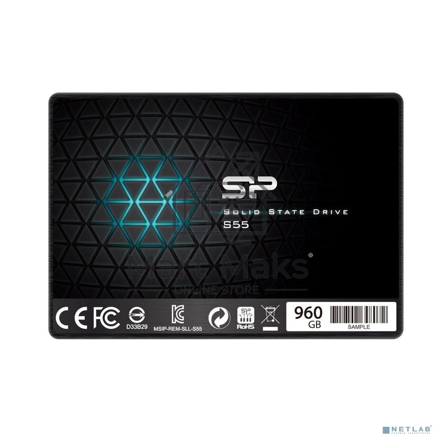 Накопитель SSD SiliconPower Slim S55, 960Gb, SATA, 2.5