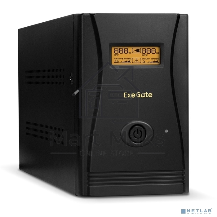 Источник бесперебойного питания ExeGate SpecialPro Smart LLB-1000.LCD.AVR.EURO.RJ <1000VA/650W, LCD, AVR, 4 евророзетки, RJ45/11, Black>