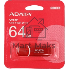 Флешка USB ADATA UV150 (AUV150-64G-RRD), 64Gb, USB 3.0, R/W 100/30, красный