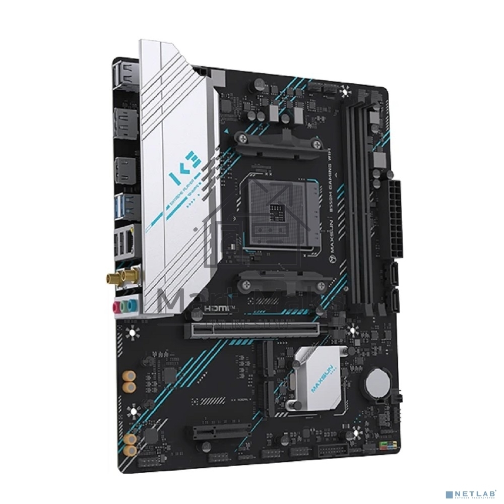 Материнская плата MAXSUN MS-B550M GAMING WIFI (Socket AM4, mATX, 2*DDR4, VGA/HDMI, 2*SATA3, 2*M.2, 1*PCIEx16/1*PCIEx4, 4*USB 2.0, 2*USB 3.2 Gen1, Wi-Fi 5, LAN 1*1G, RTL)