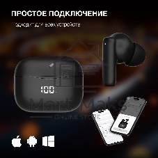 Гарнитура вкладыши Hyundai H-EP204 черный беспроводные bluetooth в ушной раковине (HEP204)