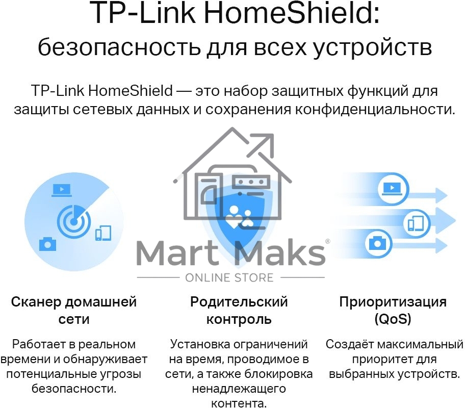 Роутер беспроводной TP-Link Archer AX55 AX3000 10/100/1000BASE-TX черный